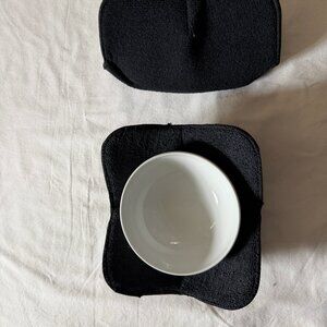 🖤 Set of 2 Black Microwave Bowl Cozy Holders | Reusable Soup Bowl Potholders